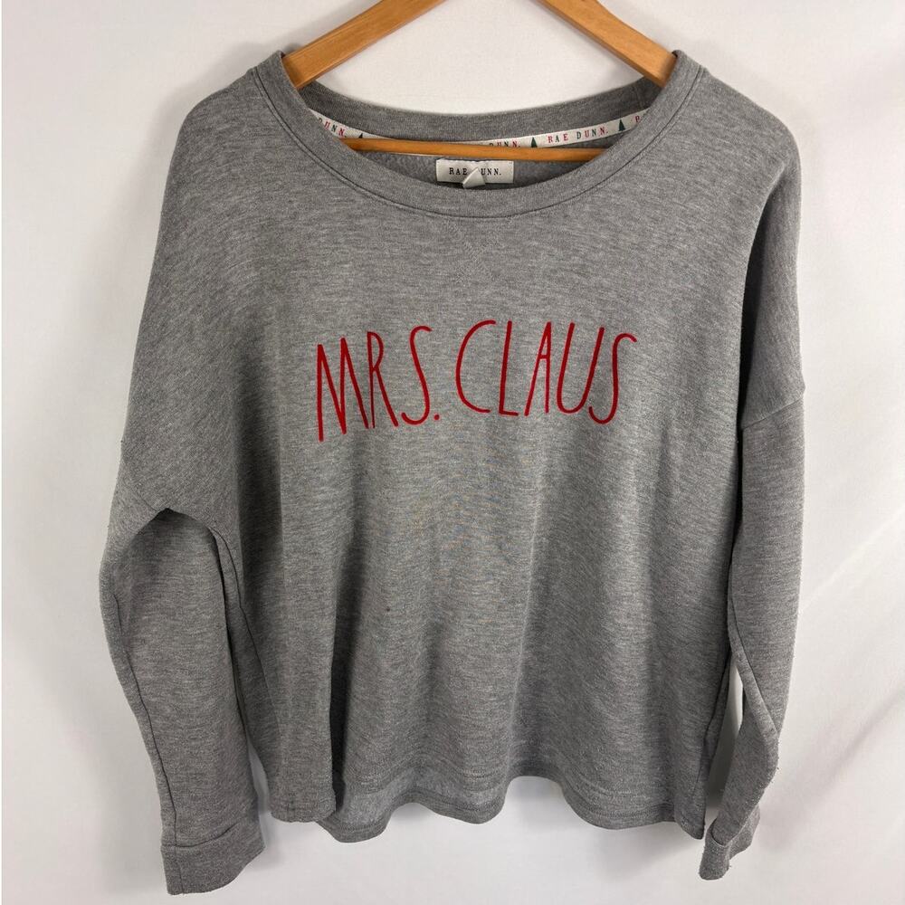 Rae Dunn Mrs Claus Grey Sweatshirt Size Medium